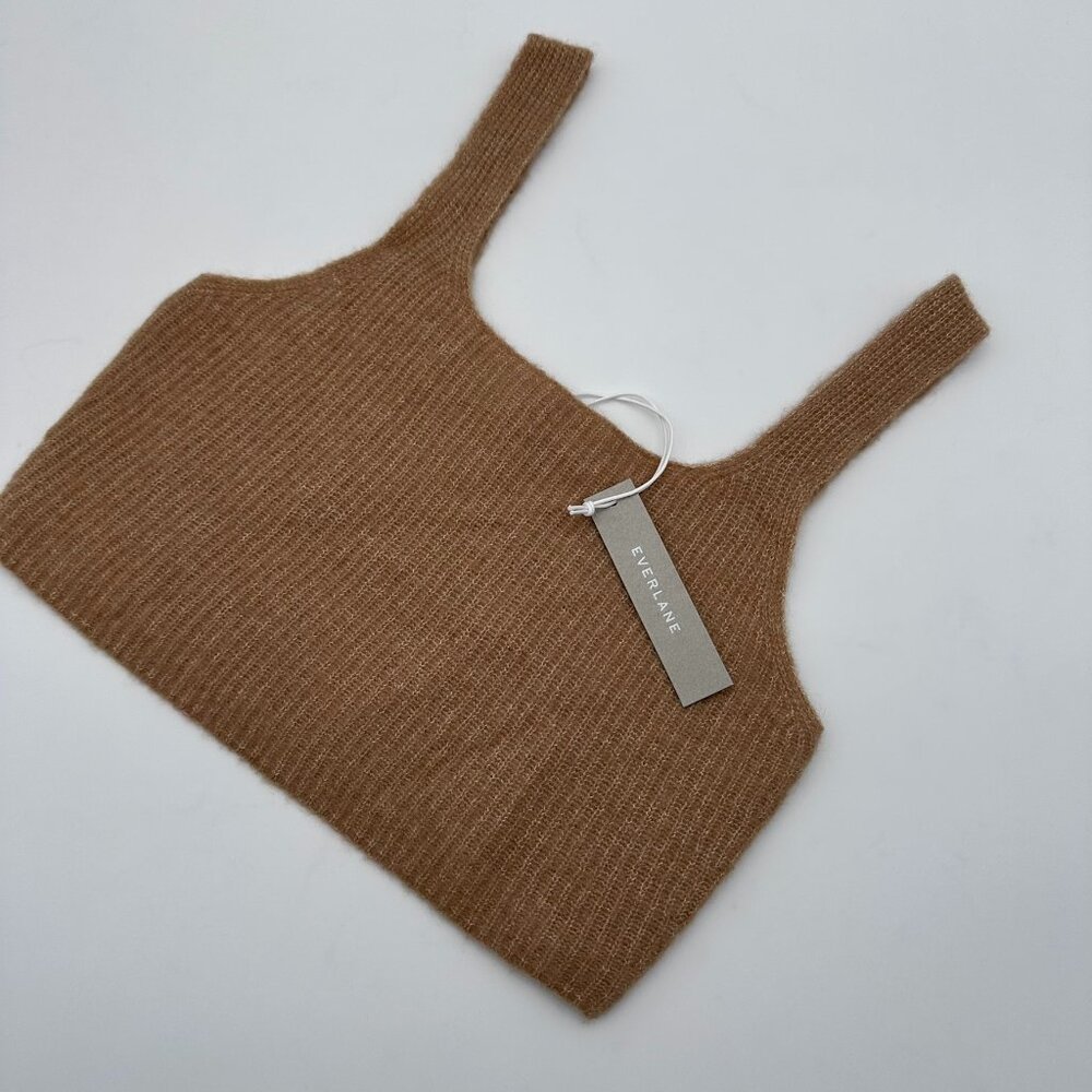 Everlane Women's The Cozy Stretch‎ Wool Yak Blend Cropped Tank, Camel Tan